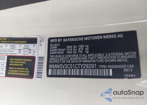 2012 Mini Cooper S z USA, uszkodzony, nr VIN WMWSV3C51CTY29291